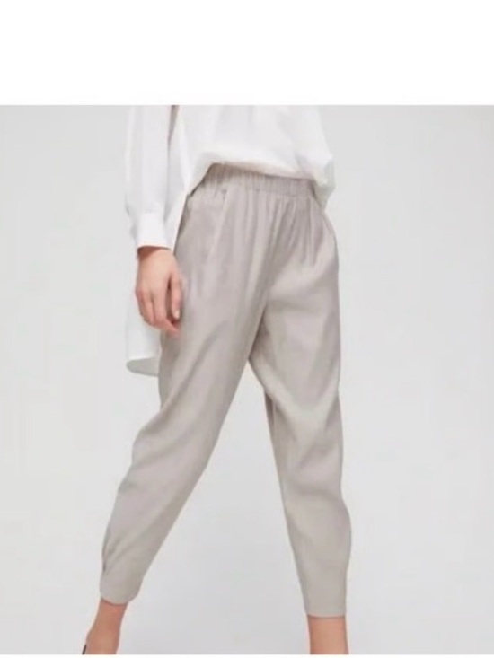 Babaton Pants - Babaton Light Taupe Elastic-Waist Ankle Pantsuit Pants